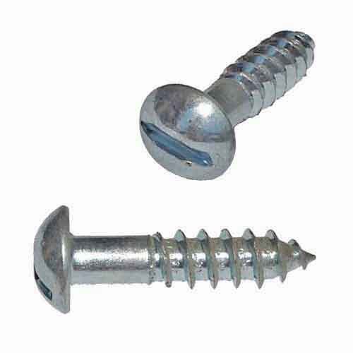 RWS186 #18 X 6" Round Head, Slotted, Wood Screw, Zinc